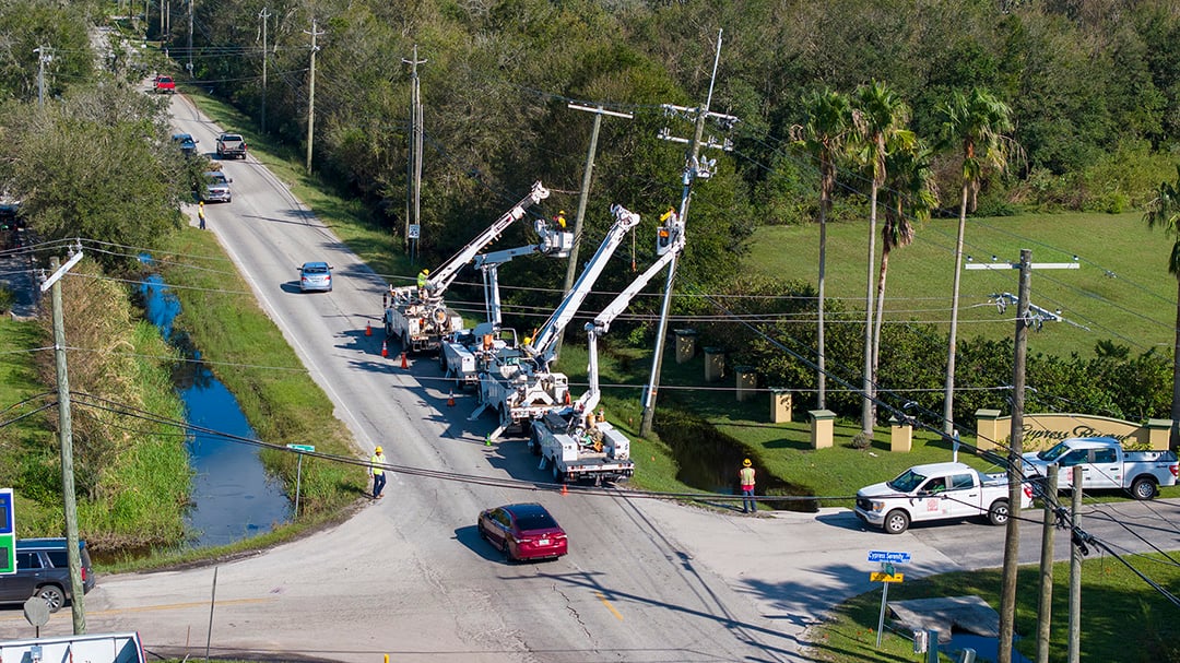 Hurricane Milton Knights Griffin Leaning Poles Repair